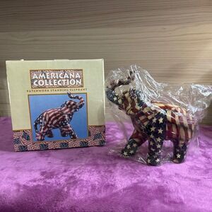 Americana Collection Patchwork Standing Elephant Patriotic Decor Boxed